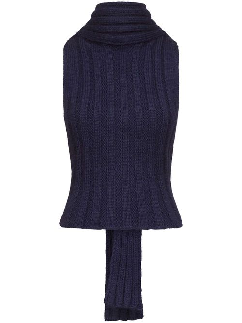 Sleeveless twisted knit top - Blue