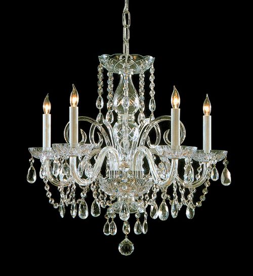 Traditional Crystal 5-Light 21" Traditional Chandelier in Polished Brass with Clear Hand Cut Crysta