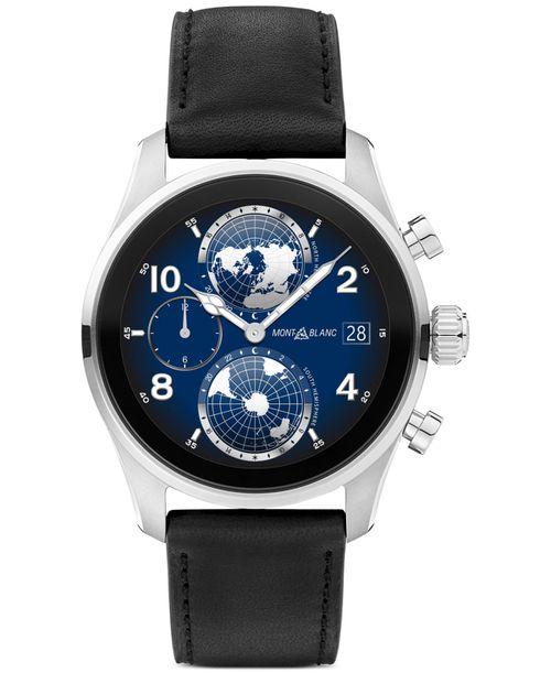 Men's Summit 3 Black Leather Strap Smart Watch 42mm - Black