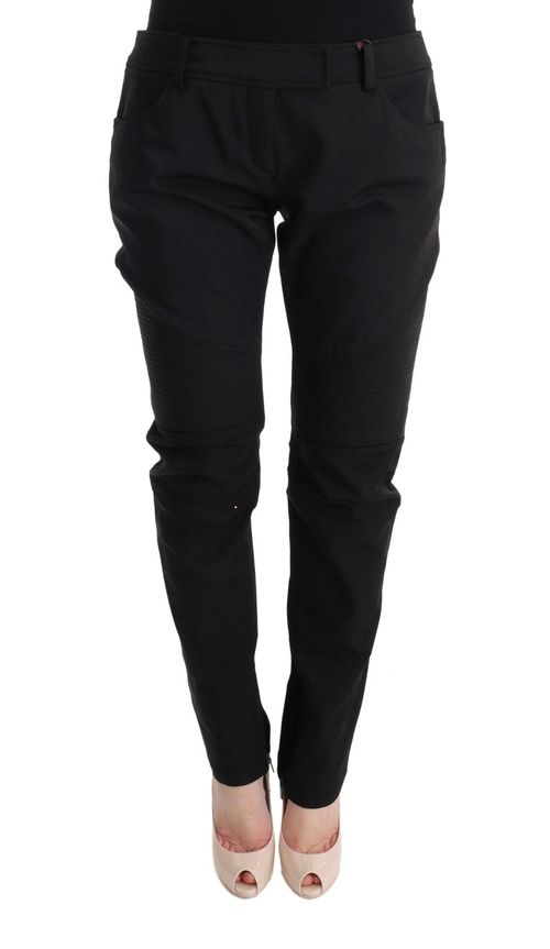 Cotton Slim Fit Trousers — Black