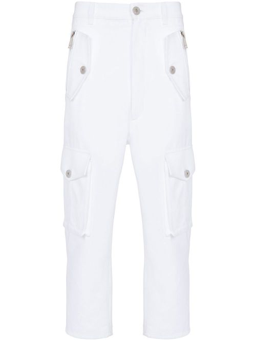 Cropped cargo trousers - White