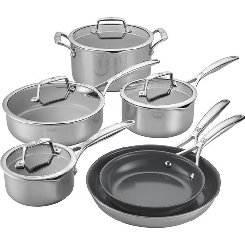 Energy Plus 10-pc Stainless Steel Ceramic Nonstick Cookware Set