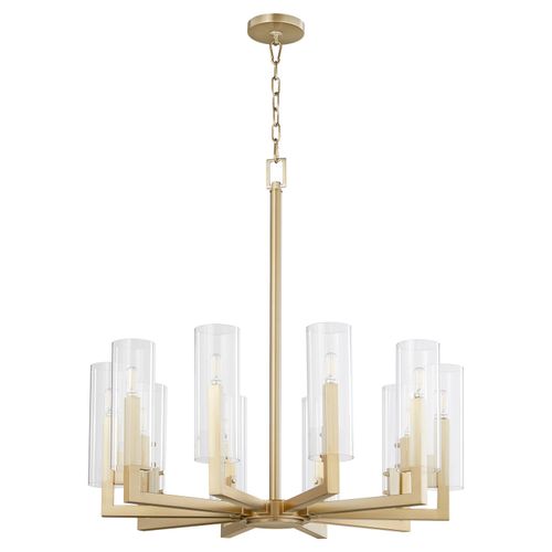 Aged Brass Ten Light Chandelier from the Harbin Collection