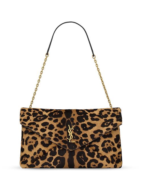 Women's Cassandre Large Pouch on Chain in Pony Hair Leather - Brown And Black