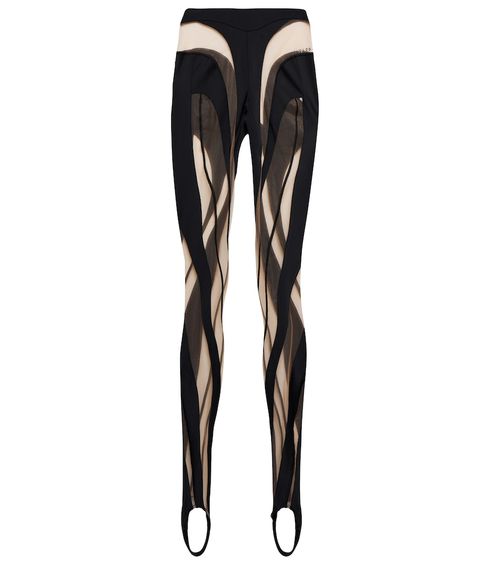 Paneled mesh and jersey leggings