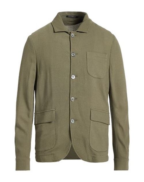 Man Shirt Military green Size 38 Viscose, Virgin Wool