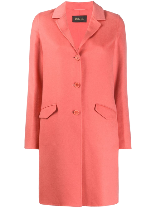 Cashmere Blend Single-Breasted Coat — Pink