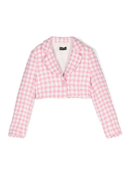Houndstooth bouclé cropped blazer - White