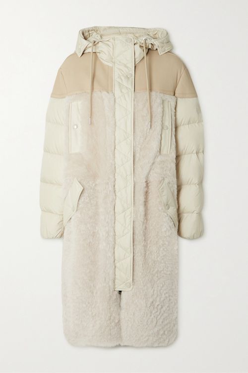 Gaudine Hooded Shearling-paneled Quilted Shell Down Parka - Ivory - 0