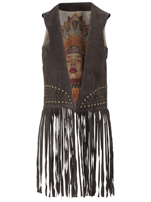 Suede Vest With Fringes