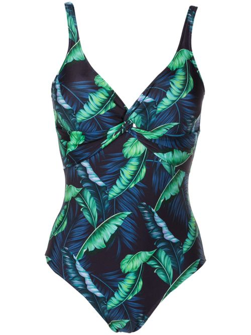 Adriana twisted leaf-print swimsuit - Blue