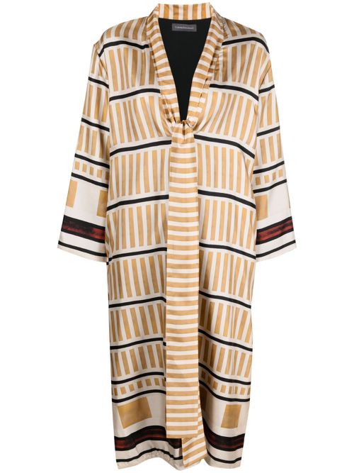 Abstract-print kaftan dress - Neutrals