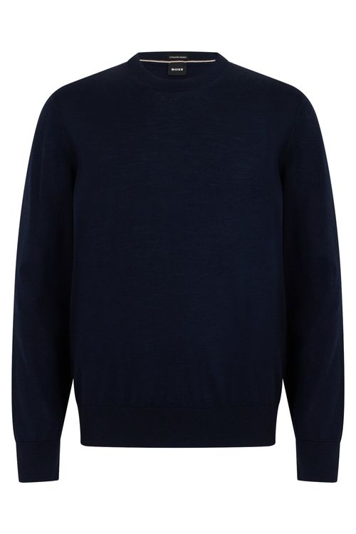 Virgin Wool Crew Neck Sweater — Navy