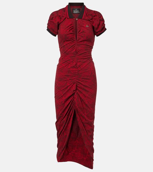 Pulling cotton jacquard midi dress