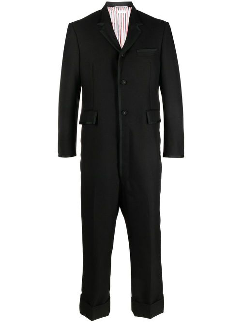 Suit-style wool jumpsuit - 001 BLACK