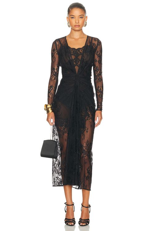 Dolce & Gabbana Long Sleeve Lace Dress in Black - Black.  38 also in