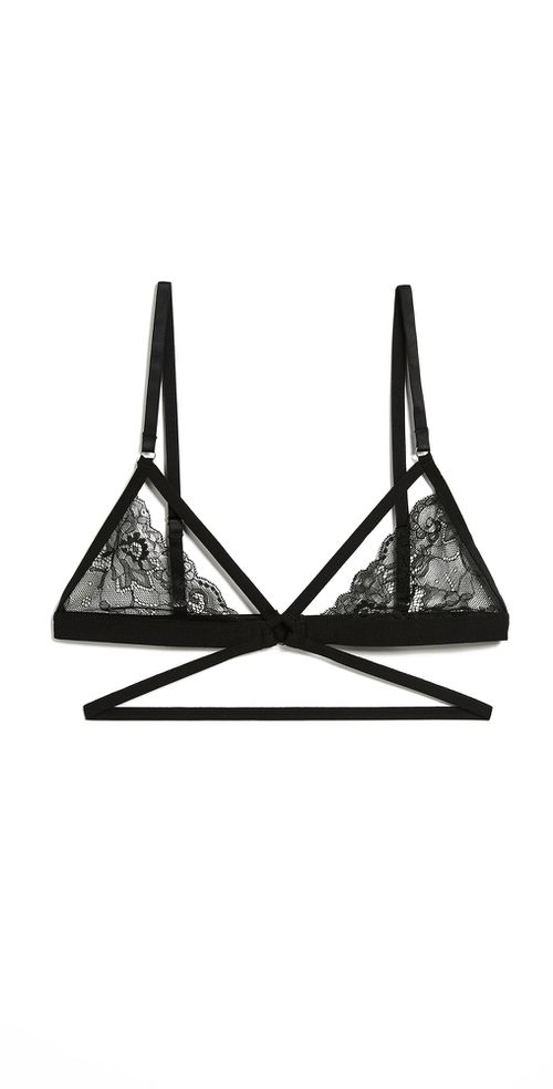 Lucy Elastic & Lace Bra Black