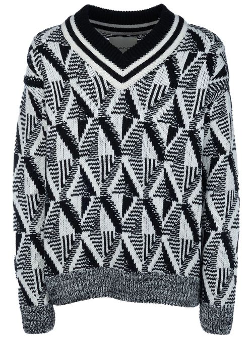 Geometric-pattern jumper - Black