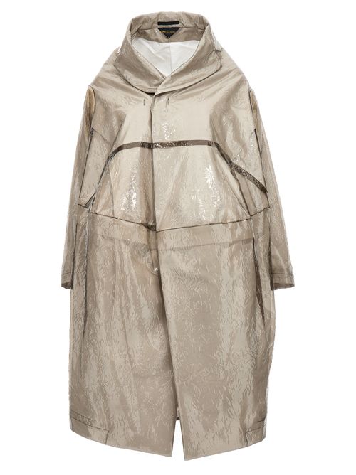 Oversized Polyurethane Trench Coat — Gray