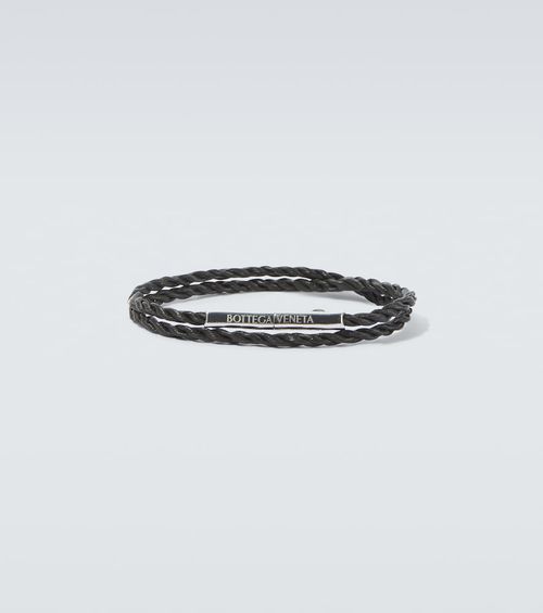 Leather sterling silver bracelet
