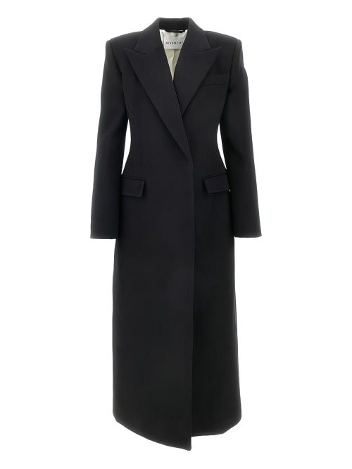 Double-Breasted Wool Coat — Black