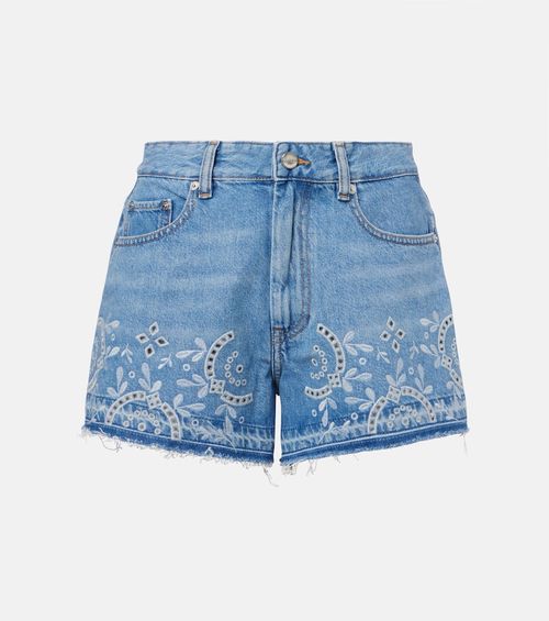 Broderie anglaise denim shorts