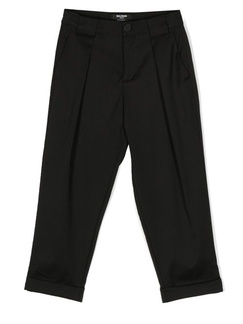 Logo-patch straight-leg trousers - Black