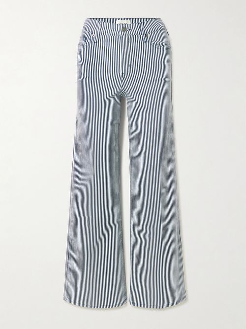 Le Slim Palazzo Striped Mid-rise Straight-leg Jeans - Blue