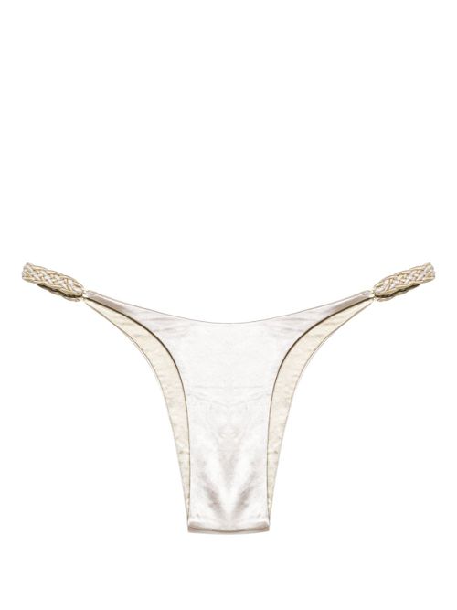 Braided-straps reversible bikini bottoms - Silver