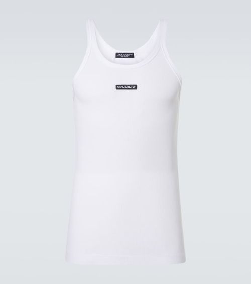 Ribbed-knit cotton tank top