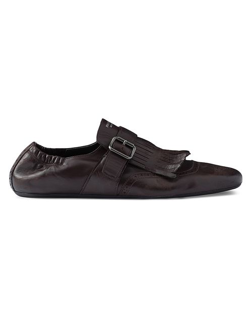 Men's Shuffle Fringed Monk Strap Shoes - Brown