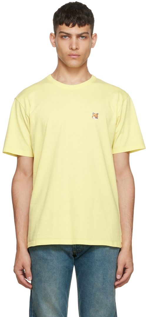 메종키츠네 남성 옐로우 폭스헤드 티셔츠