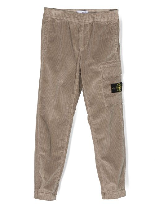 Compass-badge corduroy trousers - Neutrals