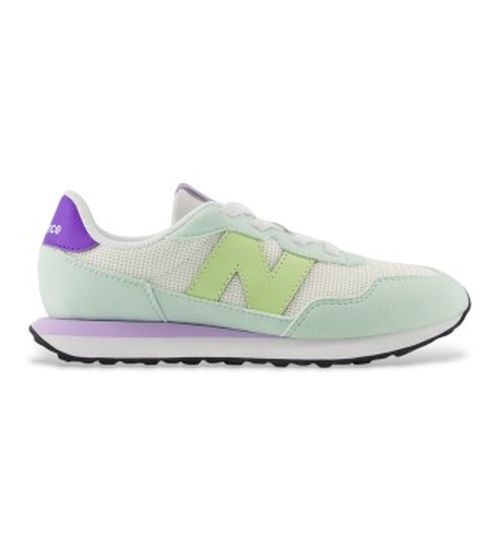 New Balance unisex pour enfant. P237V1_KL Baskets 237 Bungee Lace blanc, vert 30, Plat, Lacets, Casuel, Sport, mode enfantine
