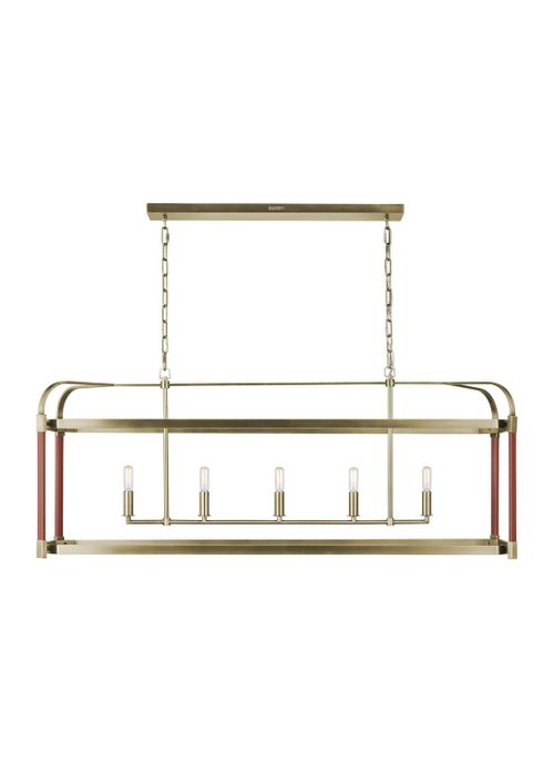 Visual Comfort Studio Hadley 5-Light Chandelier in Time Worn Brass by Lauren Ralph Lauren
