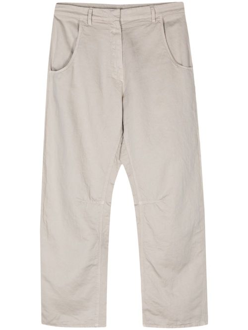 Straight-leg cotton-blend trousers - Neutrals