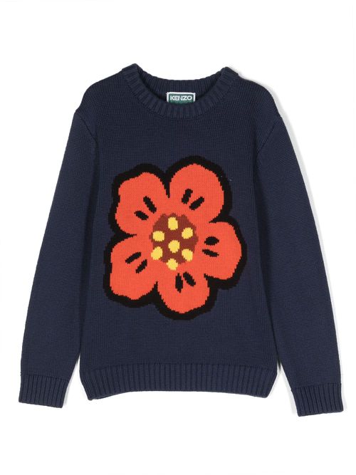 Intarsia-knit cotton-wool sweatshirt - Blue