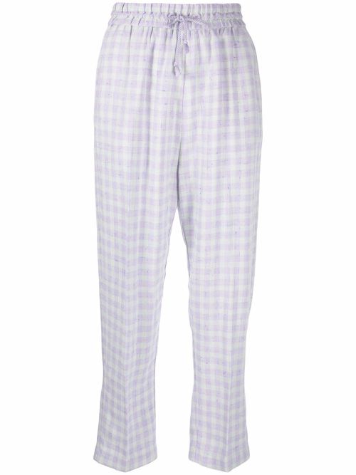 Check-print trousers - Purple