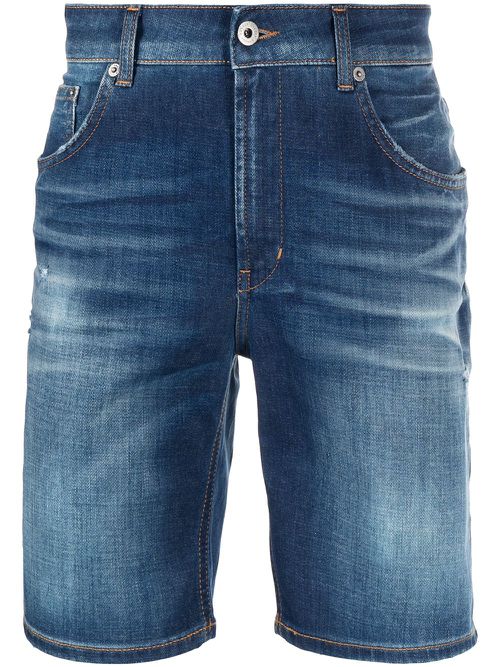 Stonewashed denim shorts - Blue