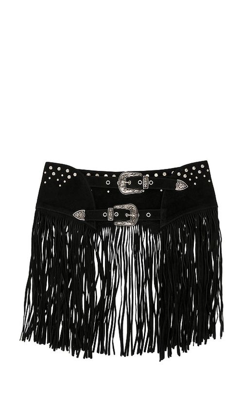 Understated Leather Fringe Studded Belt in Black.  XS. Also in L, M