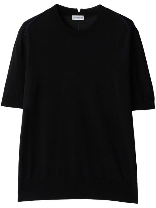Round-neck wool T-shirt - Black