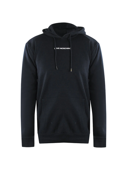 Love Moschino Plain Logo Black Hoodie - Black