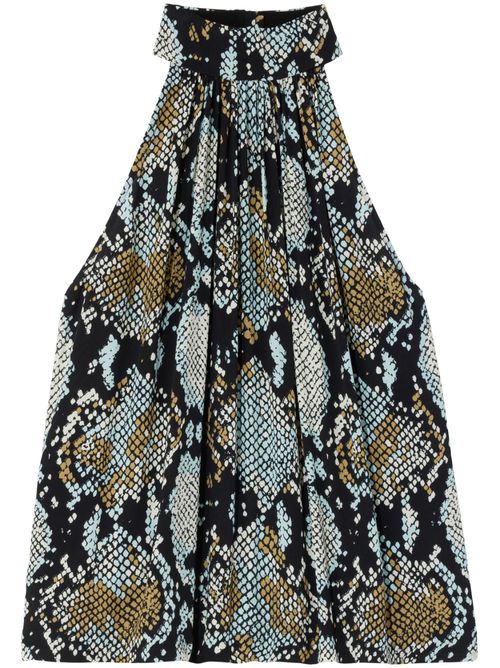 Snakeskin-print sleeveless top - Black