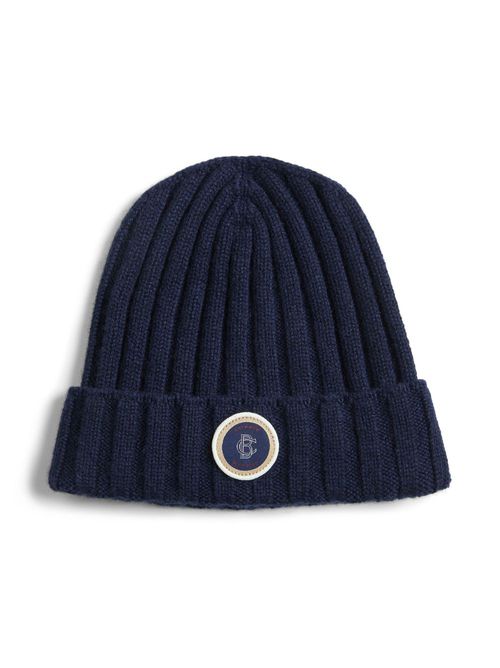 Logo-patch cashmere beanie - Blue