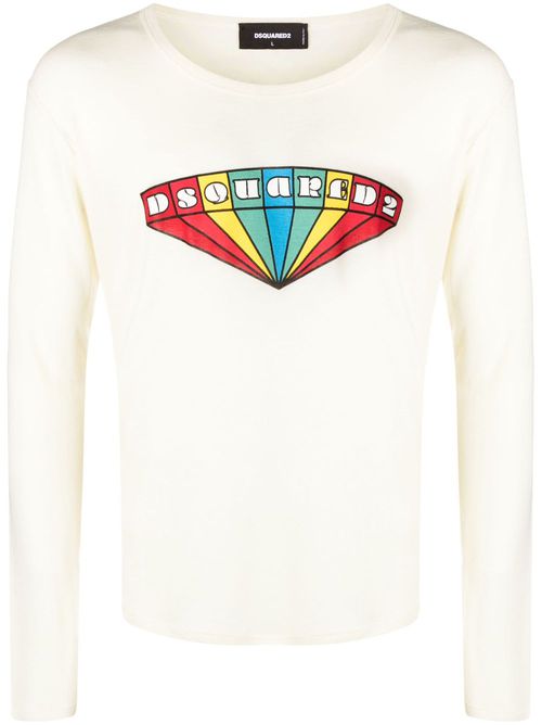 Graphic-print wool sweatshirt - Neutrals