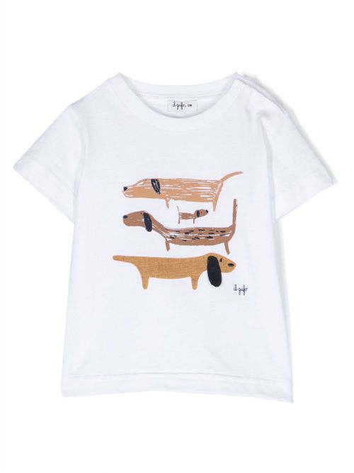 Dog-print cotton T-shirt - White