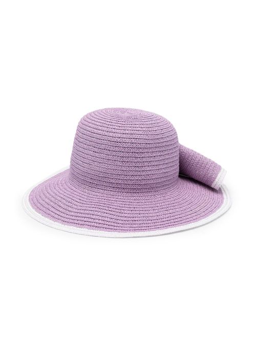Floral-appliqué sun hat - Purple