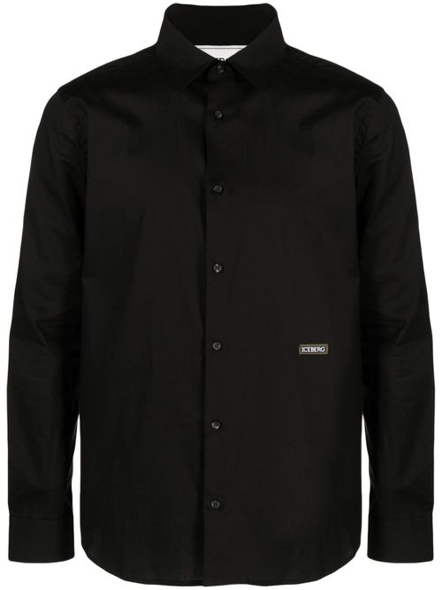 Logo-patch cotton shirt - Black
