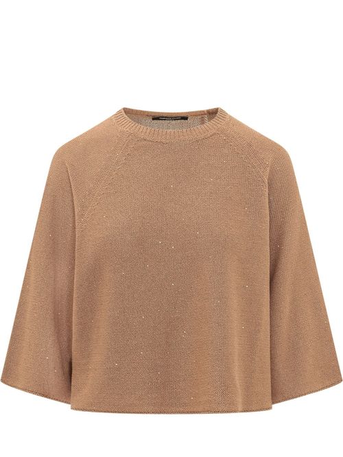 Beige Knitted Crew Neck Sweater