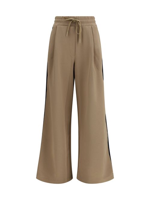 Wide-leg Cotton Jersey Trousers — Beige